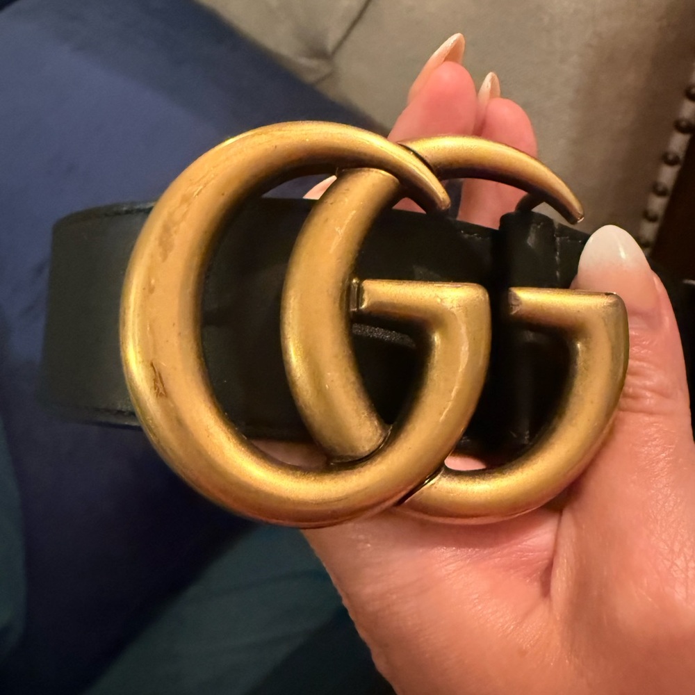 Authentic Gucci Marmont Wide Black leather Belt with Gold GG Buckle - Size 95 - Picture 4 of 8